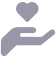 Heart in hand icon, symbolizing care or support.