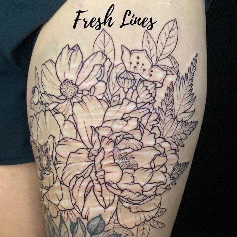 Left thigh - fresh lines