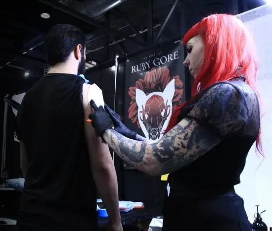 Portland tattoo artist Ruby Gore specializing in scar cover ups, pet portraits and botanical tattoos.