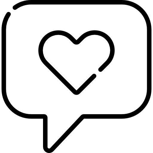 Heart outline icon in rounded square speech bubble
