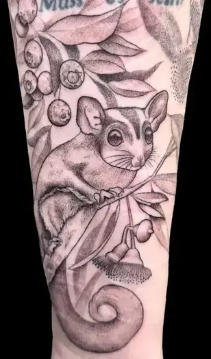Floral skull in nature tattoo by Ruby Gore, Nature tattoo artist Portland